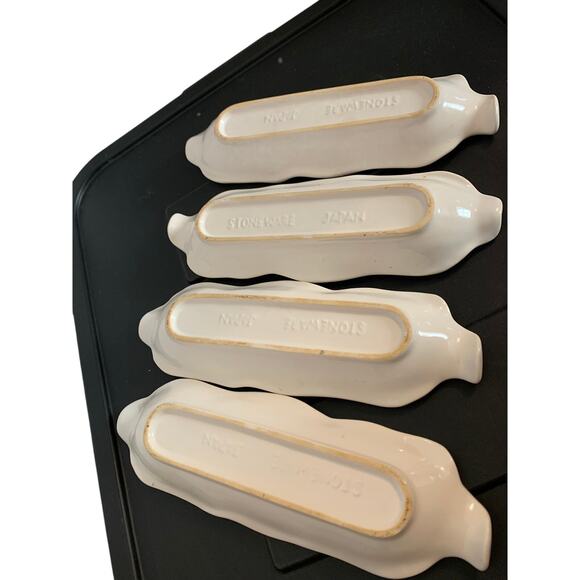 Corn Holders Stoneware Vintage Set of 4 White - Picture 2 of 8